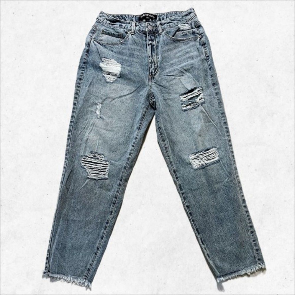 Blue Revival Boyfriend Jean Distressed Destroyed Womens Size 29 Jean in Ora Wash